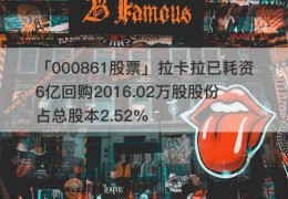 「000861股票」拉卡拉已耗资6亿回购2016.02万股股份 占总股本2.52%