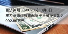 百济神州（688235）3月8日主力资惠州股票配资平台金净卖出6092.89万元