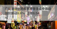 广哈通徐小明股票博客信盘中异动 股价振动9.6%  上涨6.54%