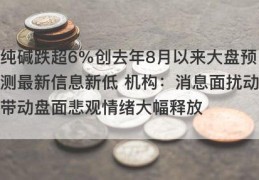 纯碱跌超6%创去年8月以来大盘预测最新信息新低 机构：消息面扰动带动盘面悲观情绪大幅释放